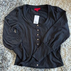 Jennifer Lopez Gray Fitted 3/4 Sleeve Blouse